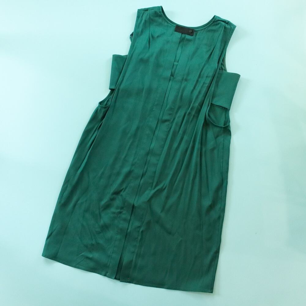 T Alexander Wang Emerald Green Empire Waist Sleeveless Mini Dress Size 4 Silk - Picture 9 of 9